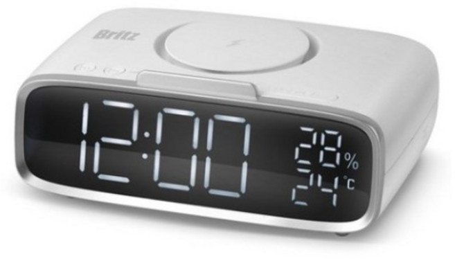 브리츠 무선충전 탁상용 알람시계 무드등 스피커 BZ-Q230K, 하얀색