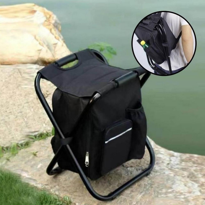 등산 의자 가방 접이식 캠핑 낚시 휴대 수납 간편 아웃도어, 사라가게 SIS-789 등산가방의자_블랙