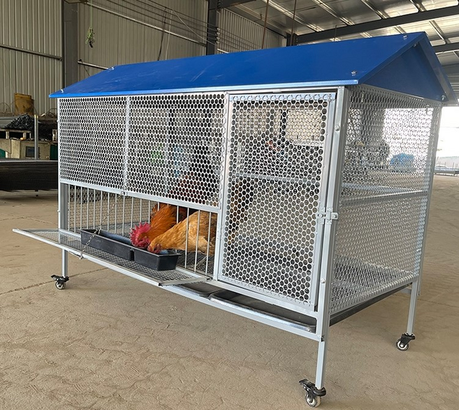 대형 닭장 야외 철망 지붕 조류 케이지 모이함 출입문 사육장, 바퀴, 배변판 추가x, 1개