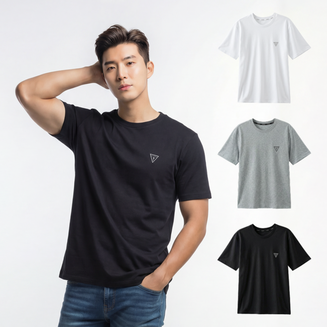 게스 반팔티 남성 면티 3매 매장 정품