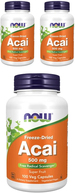 나우푸드 아사이 500mg 베지 캡슐, 100정, 3개 - 쿠팡