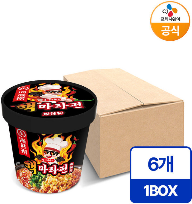 하이디라오 핵마라펀 컵라면 100g, 6개