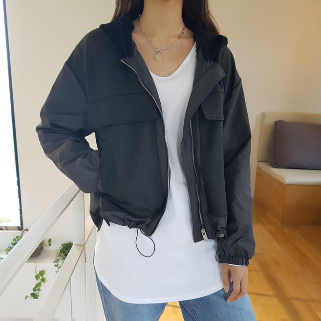 상상그이상 여성용 HG 니트 후드자켓 소매배색 긴팔자켓 간절기룩 소매밴딩 뒷셔링 포인트 후드 탈부착 가볍게 걸치기 좋은 편안한 여자자켓