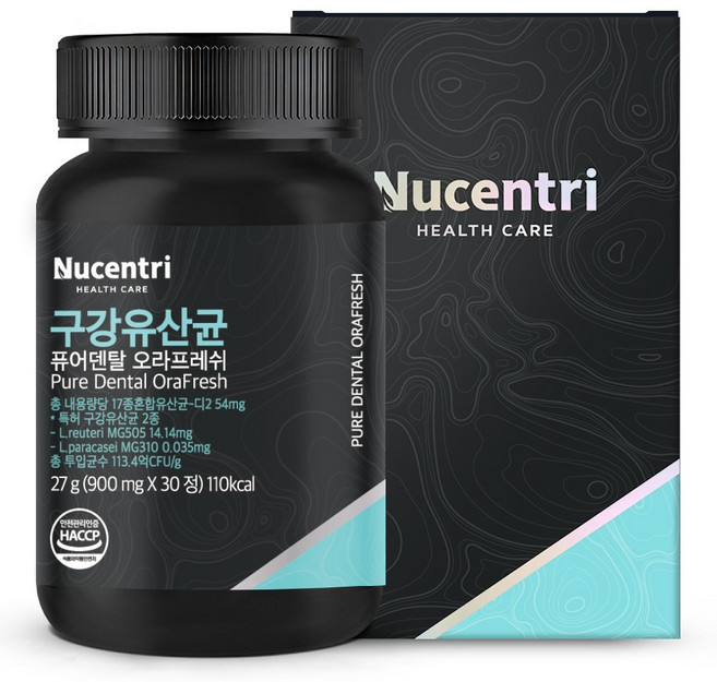 뉴센트리 구강유산균 퓨어덴탈 오라프레쉬 구강 유래 특허 유산균, 1개, 30정
