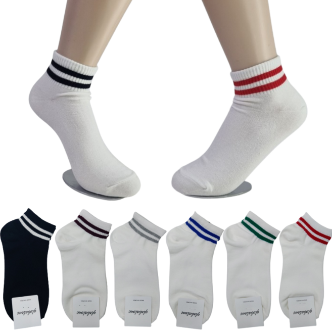 여자 두줄 단목 발목 패션 면 양말 10켤레
