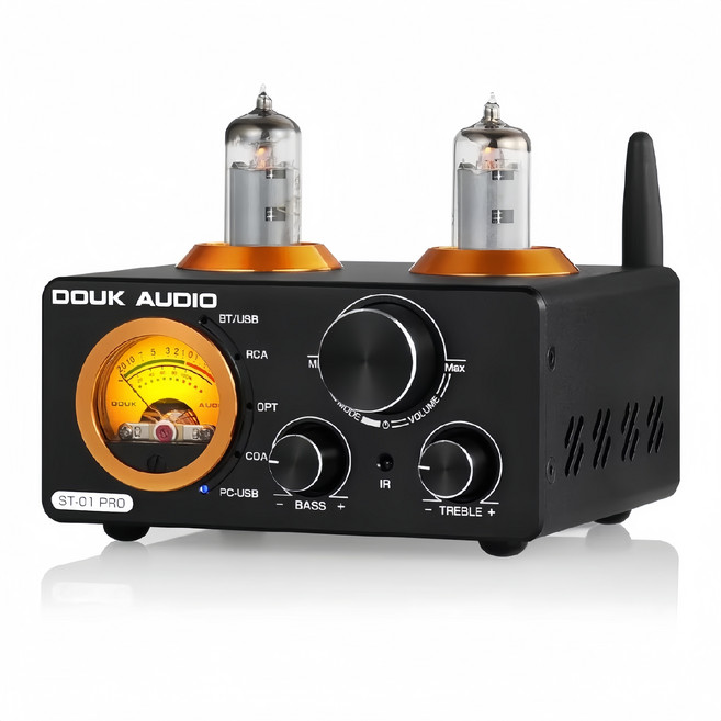 DOUK AUDIO ST-01 PRO 擴大機 2x100W HiFi 書架音箱 藍牙5.0/USB/光纖/同軸/RCA/AUX輸入 VU錶 附遙控器, 5725版本