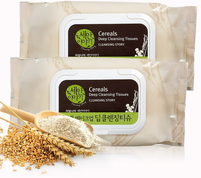 과일나라 세안이야기 곡물 딥 클렌징티슈, 100매입, 2개