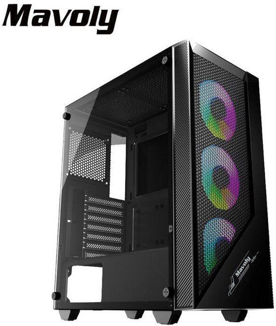 Mavoly 3070 ATX 側透 黑色 電腦機殼, 1個