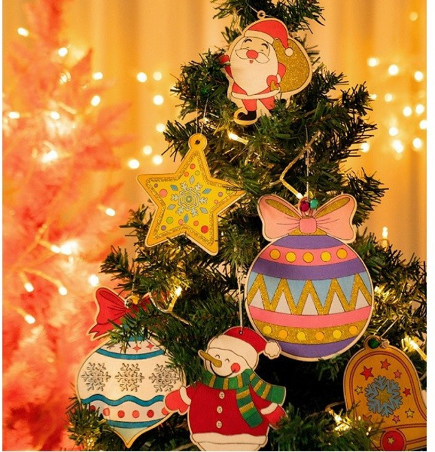 ms 민화샵 크리스마스 방울 오너먼트 (6종 택1) 크리스마스 트리 장식 색칠 꾸미기 분위기연출 트리 포인트, 장식A