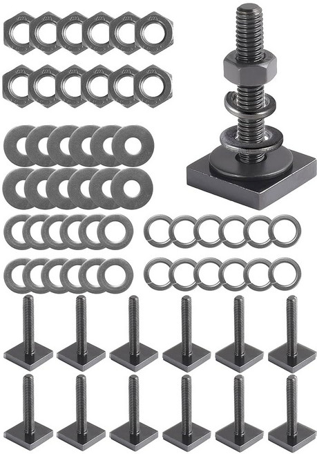 툴레용 T 슬롯 볼트 야키마 루프 랙 크로스 바 플랫폼 화물 바구니 안전한 자전거/스키/카약 랙 태양광 패널 차양 두께 4mm의 스테인리스 사각형 트랙 볼트 어댑터, M6x35mm/12pk, 1세트