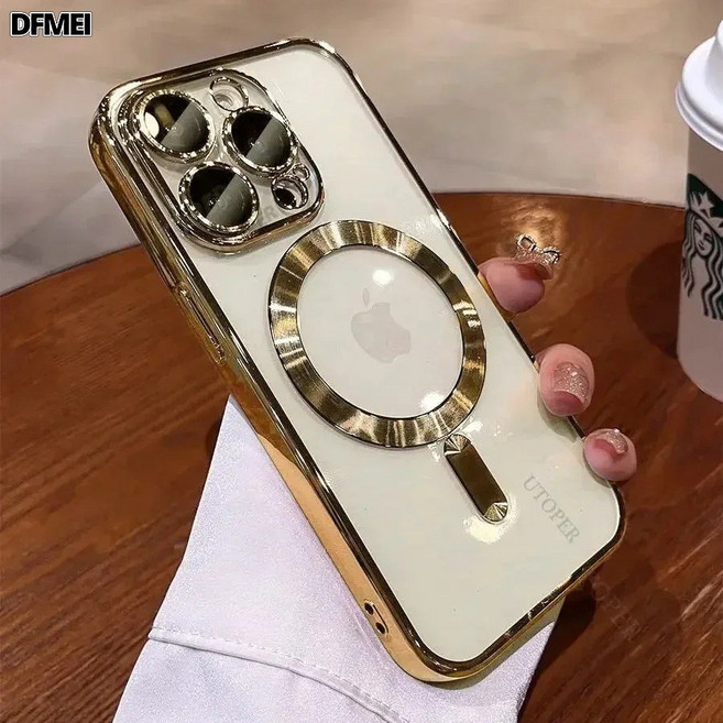 DFMEI 蘋果手機殼磁吸充電電鍍鏡頭膜保護套