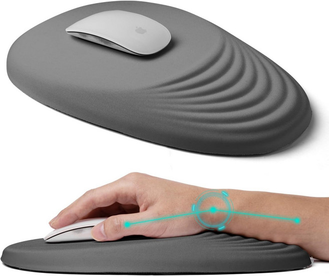 벤타론 손목보호 통증완화 메모리폼 3D 쿠션 마우스패드, 실버, 1개