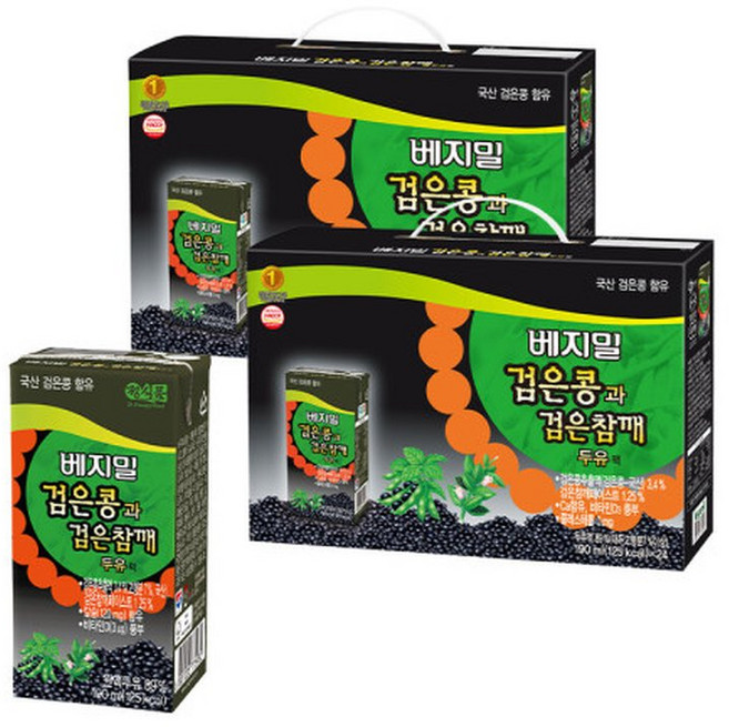 베지밀 검은콩과 검은참깨 190ml 24개입 2개, 48개