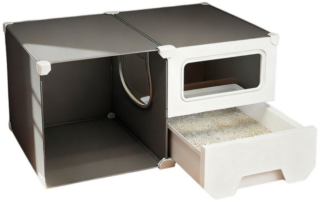 Tinduo 오버사이즈 방취 서랍형 고양이 샌드볼 그레이, 1개, 회색