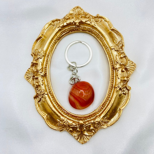 念念不忘 拋光水晶玉石鑰匙扣 生日禮物, 1個, 水晶鑰匙圈-紅瑪瑙