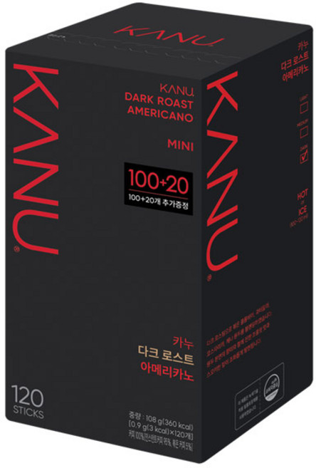 카누 다크 로스트 아메리카노 원두커피스틱 미니, 900mg, 120개입, 1개