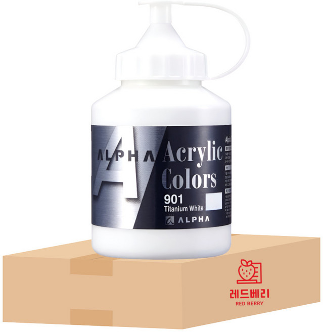 알파색채 미디엄바디 아크릴물감 250ml 901번 Titanium White