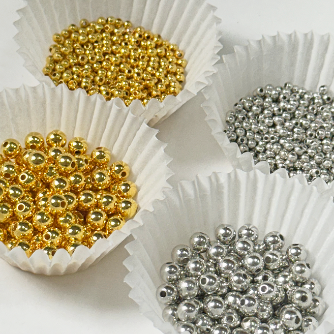 골드 실버 비즈 CCB볼 메탈 구슬 원형 팔찌 목걸이 만들기 공예 수업재료, 1000개, 8mm 골드
