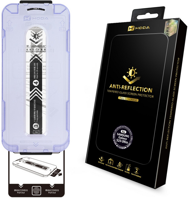 HODA Samsung S25 Ultra/S25/S24 Ultra抗反射玻璃保護貼, 1個, S25 Ultra附太空艙貼膜神器