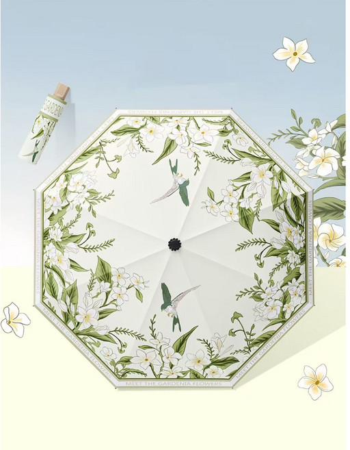 바이유 UV 자외선차단 3단 암막 플라워 양산 초경량 여성 양산 겸용 우산