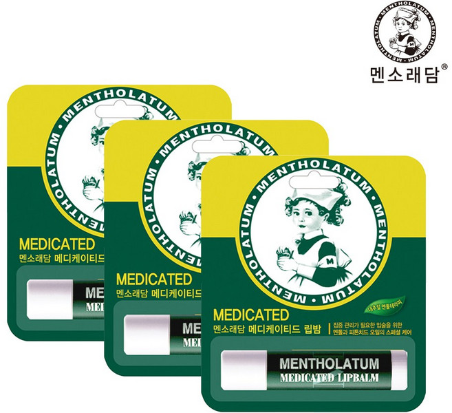 멘소래담 메디케이티드 립밤 3.5g, 내추럴 멘톨, 3개