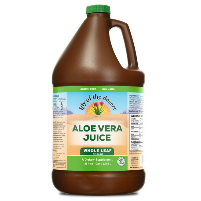 릴리오브더데저트 알로에 베라 주스 홀 리프 필터드 aloe vera juice 3.785L, 1개