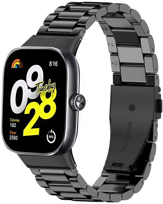 더조은셀러 샤오미 레드미 호환 메탈체인 시계줄 스트랩, 블랙, 1개