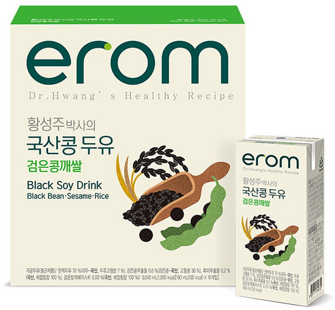 이롬 황성주 국산콩 검은콩깨쌀두유, 4개, 3.04L