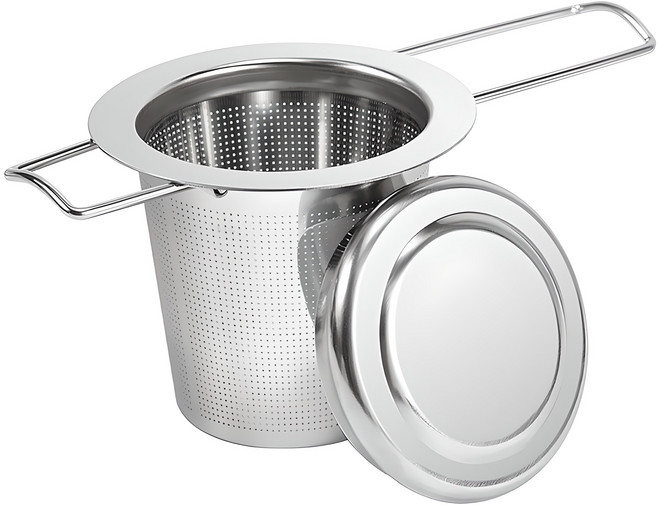 리브문 304 스텐 티 인퓨저 접이식 차 거름망 + 뚜껑 세트, 1개
