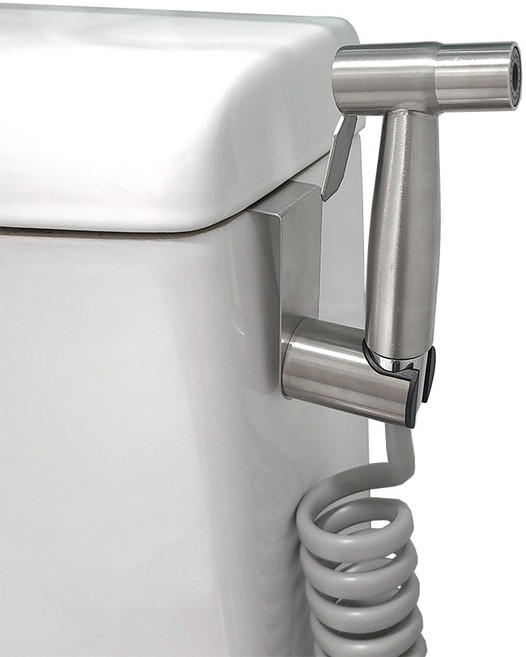 욕실스프레이건 실버 5M 1세트/스프레이건 + 스프링 호스 + 변기 걸이 + 황동 T 밸브 + 접착식 거치대, 스프레이건 실버 5M 세트+ 접착식 거치대, 1개