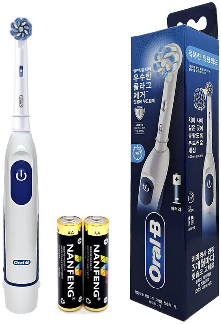 오랄비 배터리 전동칫솔 DB5010 어드밴스파워 DB4010후속 화이트 블랙, 1개