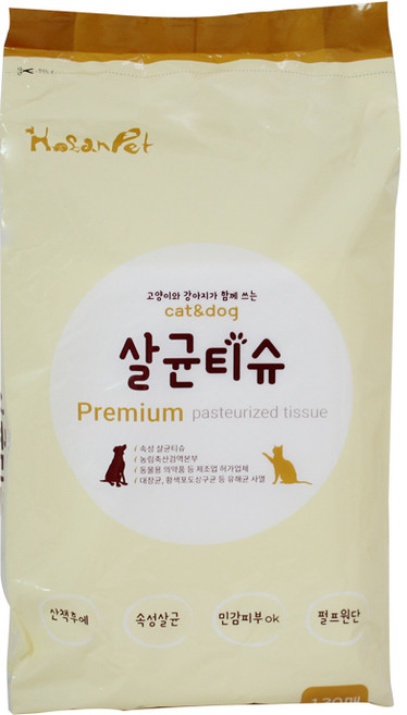 호산펫 강아지 고양이용 산책후 발바닥 살균티슈, 캣앤독 살균티슈 130매(리필용), 5개, 130개입