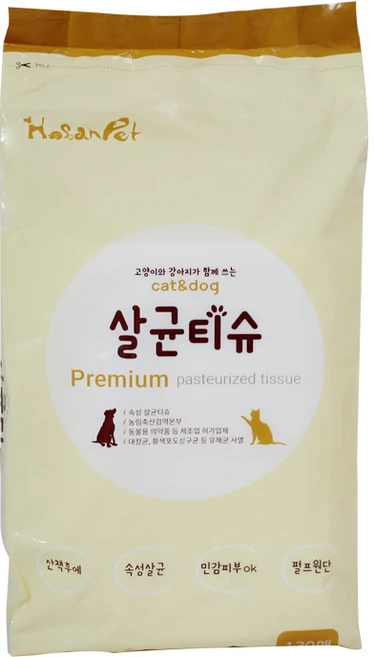 호산펫 강아지 고양이용 산책후 발바닥 살균티슈, 리필티슈, 1개, 130개입 - 쿠팡