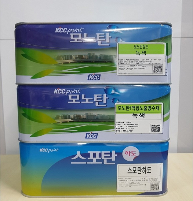 KCC페인트 스포탄 모노탄 방수용 우레탄페인트 하도 중도 상도 신나, 3.6L, 1개