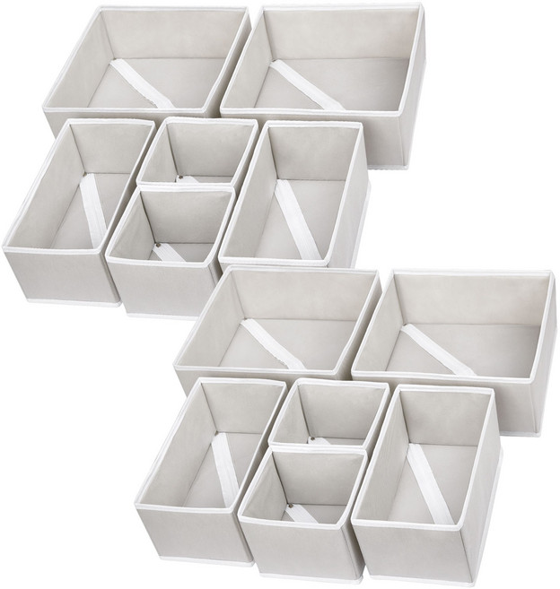 Vtopmart 다용도 접이식 수납 속옷 양말 정리함, 12개, 그레이