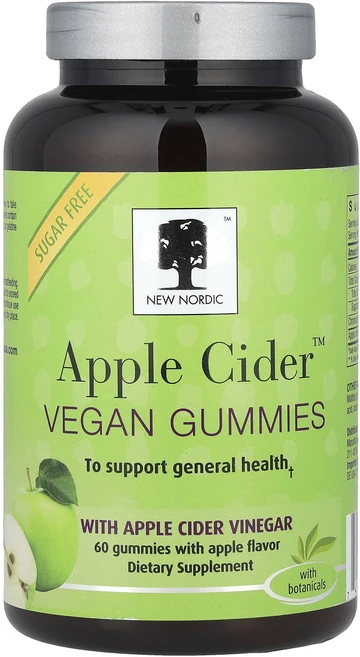 뉴노르딕 애플사이다 비건 구미젤리 사과 맛 60개, 4개, 60정 - 쿠팡