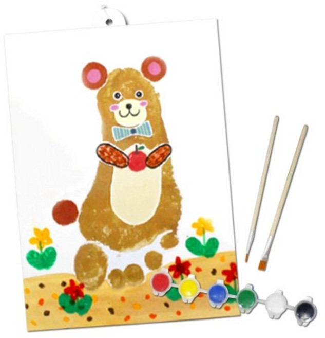 이지피아 뚝딱공작소 손도장 발도장 1인용 액자 만들기 세트 조형 미술교구, 곰돌이