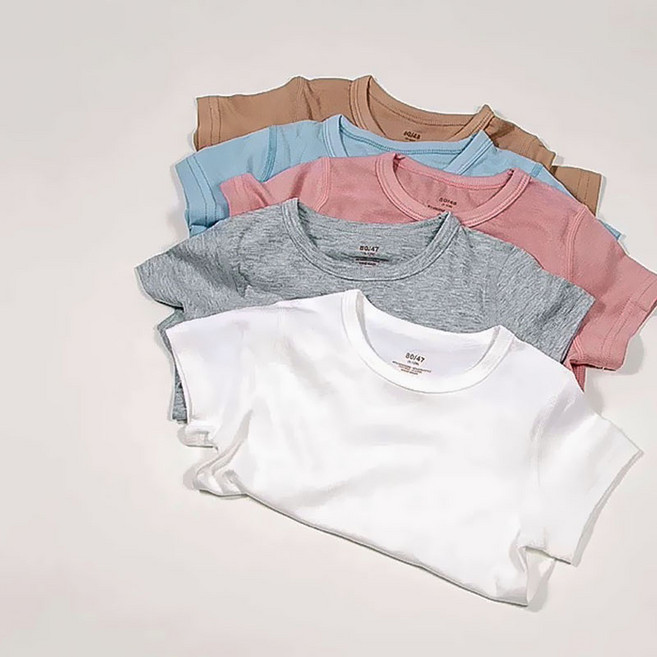 아기 반팔 티셔츠 여름 라운드 무지 이너 기본 흰 티 여아 남아 유아 상의 옷 쿨 면티