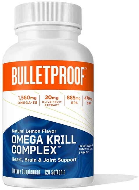 불렛프루프 레몬 맛 오메가 크릴 복합 소프트젤 120정 Bulletproof Lemon-Flavored Omega Krill Complex Softgels 120 Count, 1개 - 쿠팡