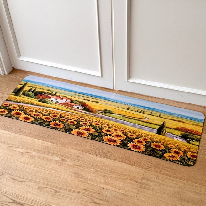 룰루홈 규조토 발매트 욕실 화장실 주방 재물운 금전운, 황금해바라기 들판