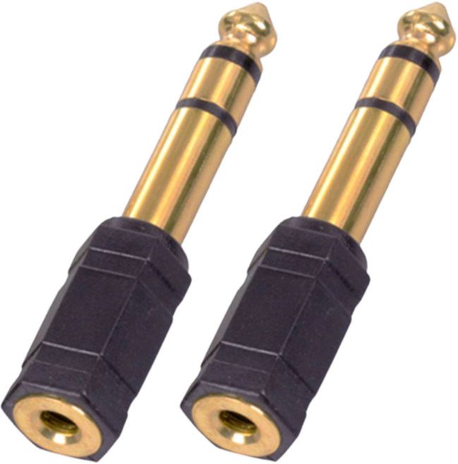 D1083 (2개) 6.35 3.5 파이 헤드폰 스테레오 오디오 55 변환 잭 젠더 어댑터, 블랙골드