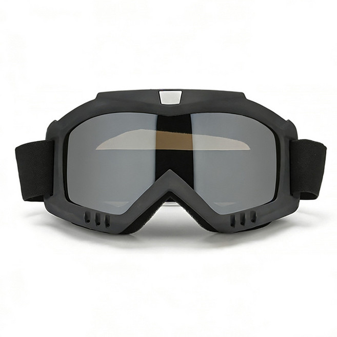 成人男女防風滑雪眼鏡 摩托車護目鏡 雪鏡, 黑框灰片, 1個
