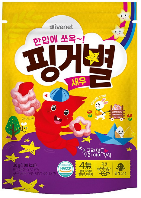 아이배냇 아동용 핑거별 쌀과자, 새우맛, 30g, 1개