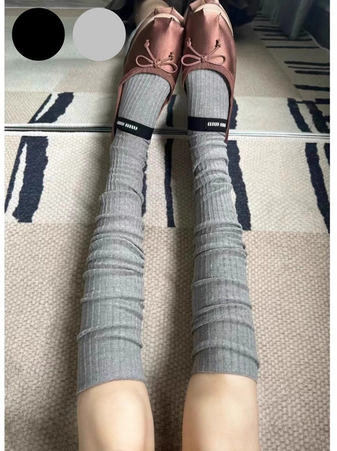 바디랜드 다리가 날씬해 보이는 셔링 롱 삭스 2켤레