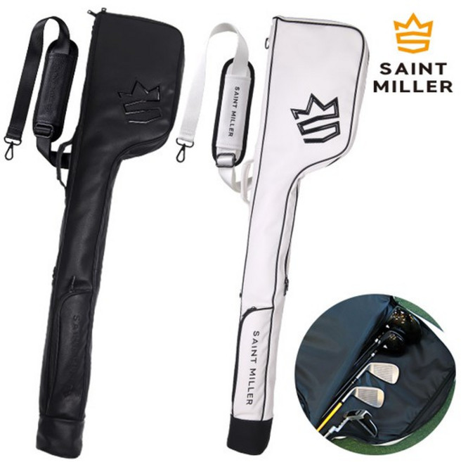 SaintMiller Par 3高爾夫練習場用EVA半身球袋, 白色