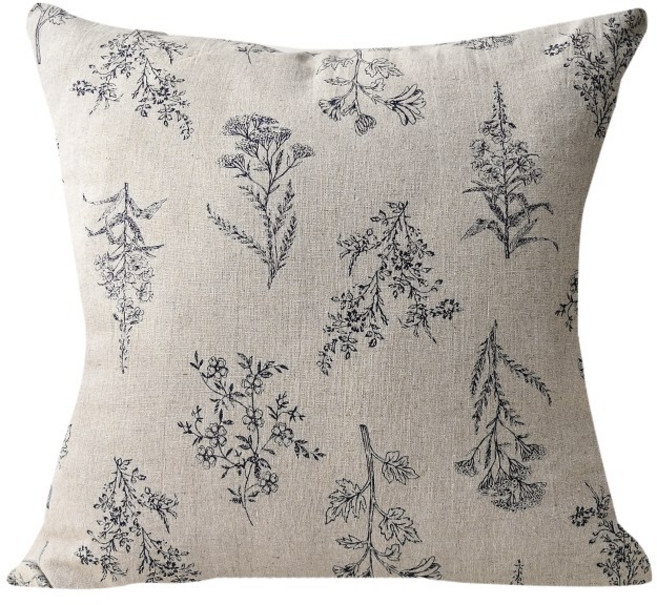 더스케치 드로잉플라워 쿠션 방석, 네츄럴