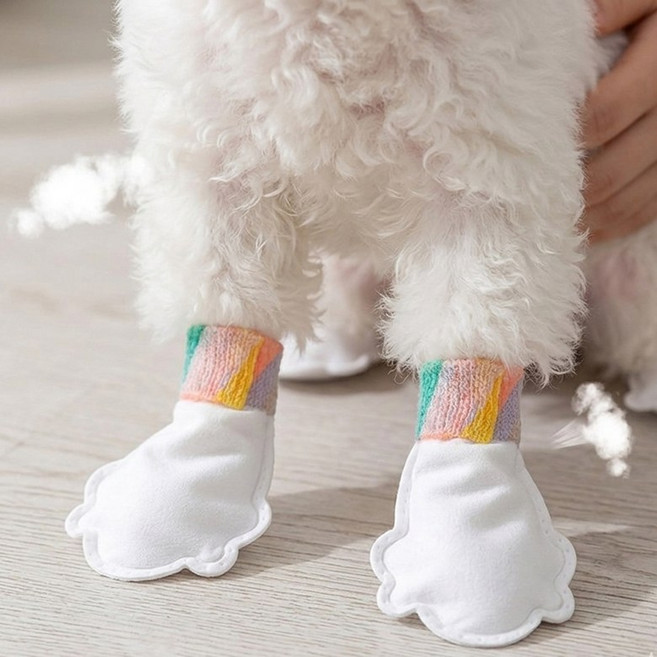 강아지 미끄럼방지 방수 발보호 일회용 신발20p 미끄럼방지 발보호 보호장비, S, 그린색