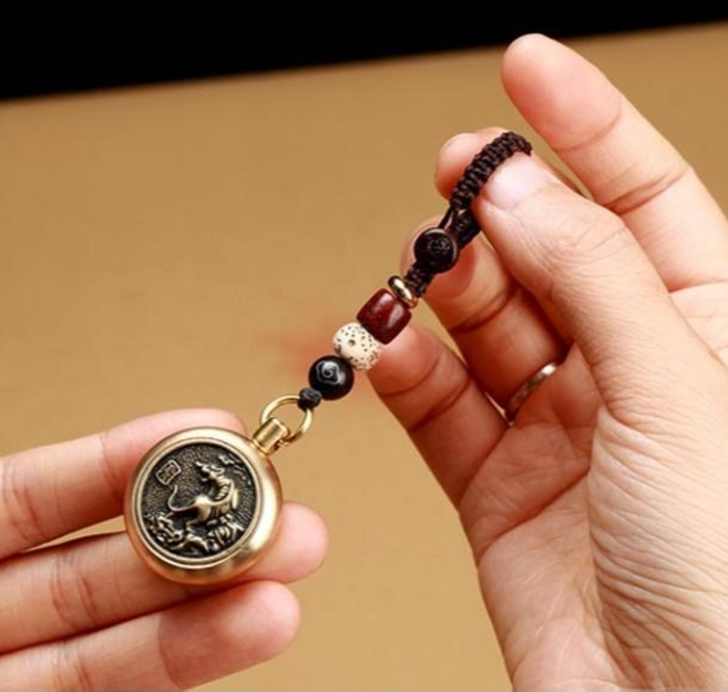 뚱보 12지신 재운이 들어오는 회전형 키홀더 행운부적, 1개, 닭-조재진보키링