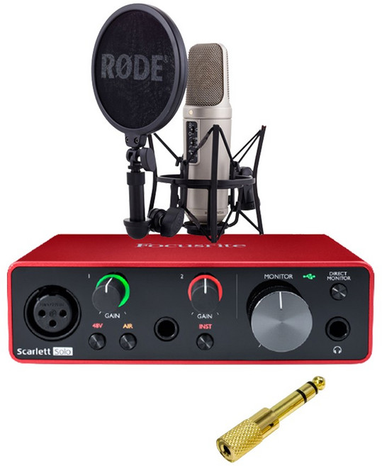 로데 NT2-A 콘덴서 마이크 + 포커스라이트 스칼렛 SOLO 3세대 패키지
