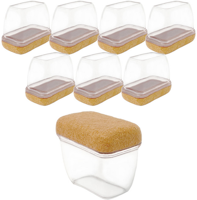 네츄라이프 의자발 커버 3세대 직사각형, 투명, 8개